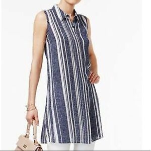 ALFANI Printed Striped Tunic Shirt Size 4